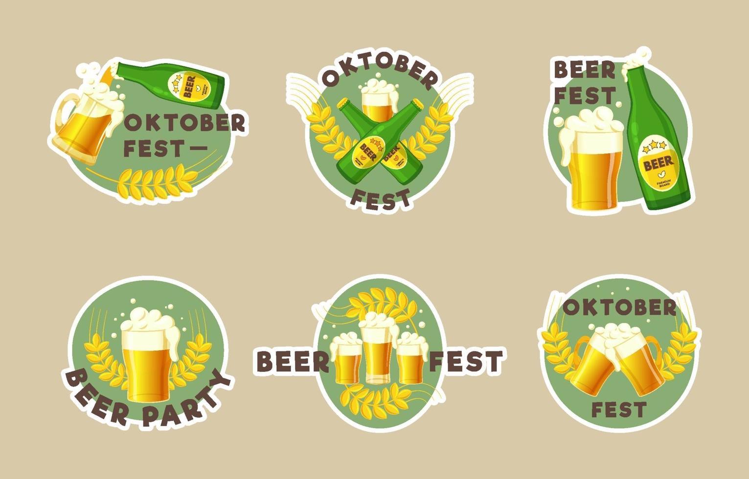 conjunto de adesivos do festival da cerveja de outubro vetor