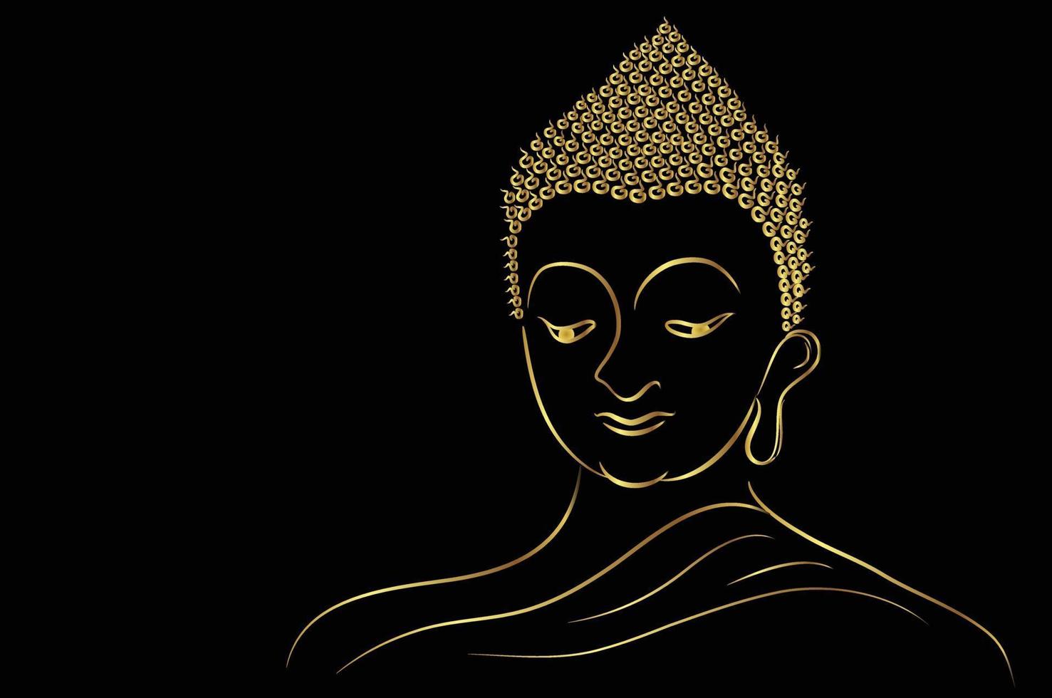 cabeça de Buda dourada com elemento de borda dourada vetor