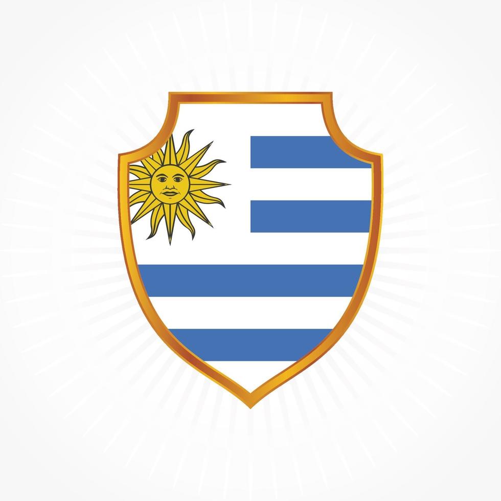 vetor de bandeira do uruguai com moldura de escudo