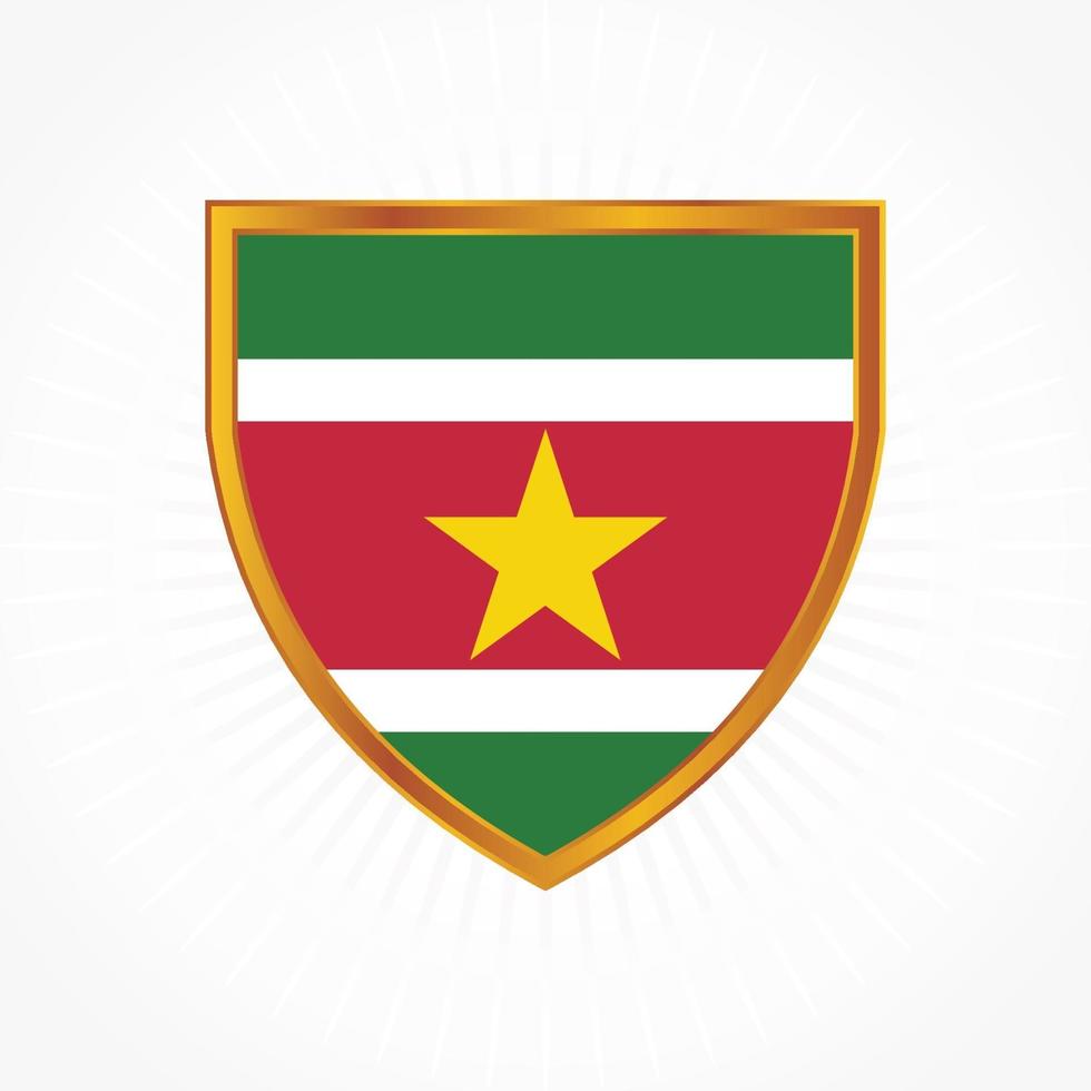 vetor de bandeira do suriname com moldura de escudo