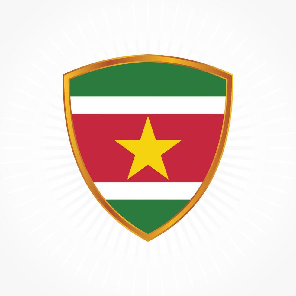 vetor de bandeira do suriname com moldura de escudo