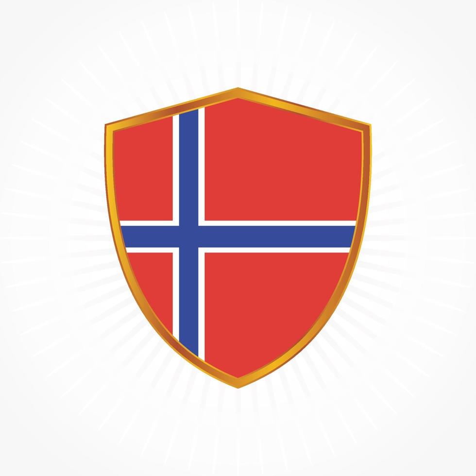 vetor de bandeira da noruega com moldura de escudo