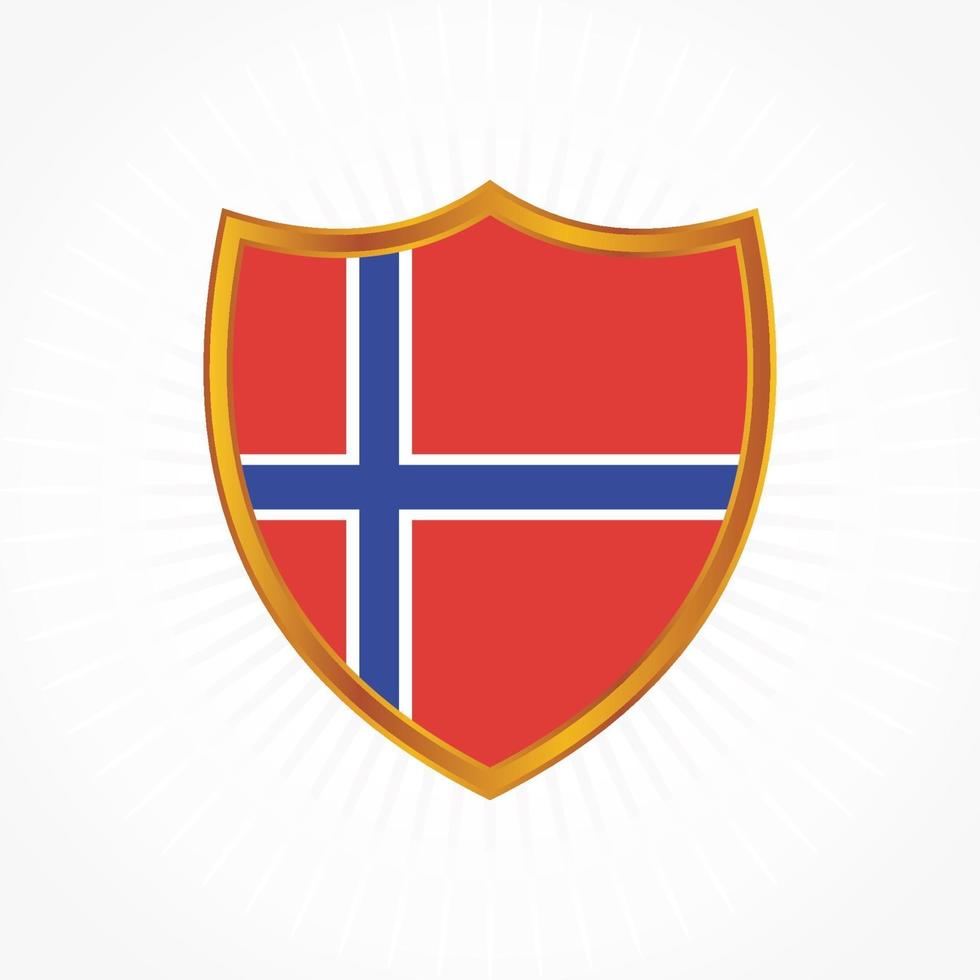 vetor de bandeira da noruega com moldura de escudo