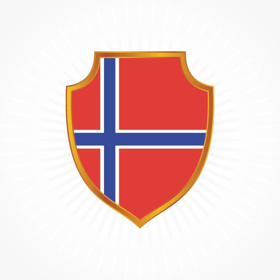 vetor de bandeira da noruega com moldura de escudo