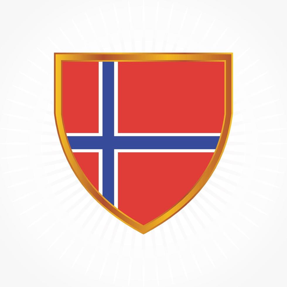 vetor de bandeira da noruega com moldura de escudo