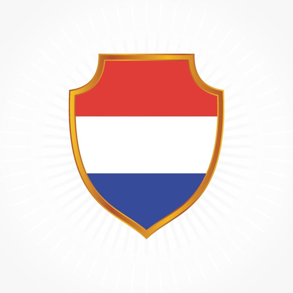 vetor de bandeira de holanda com moldura de escudo