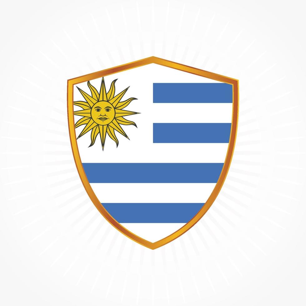 vetor de bandeira do uruguai com moldura de escudo