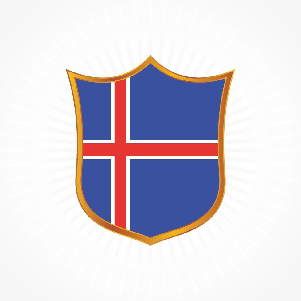 vetor de bandeira da islândia com moldura de escudo