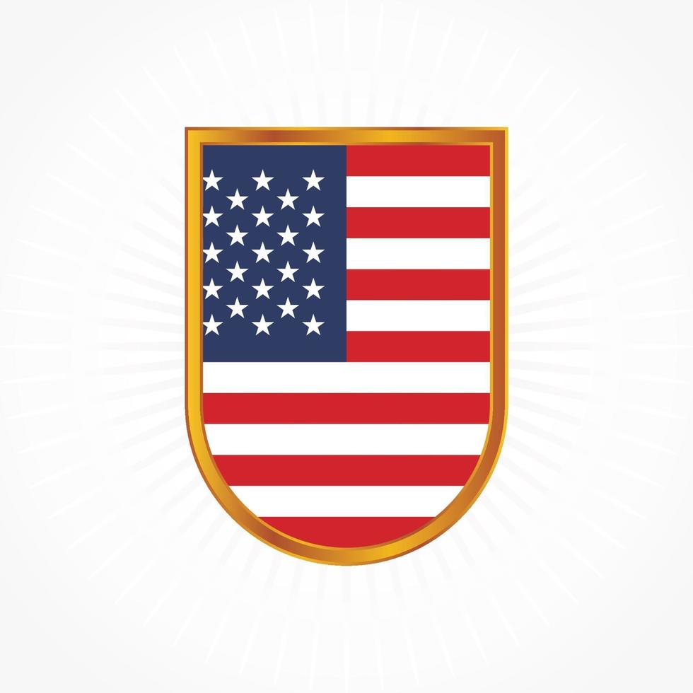 vetor de bandeira dos Estados Unidos com moldura de escudo