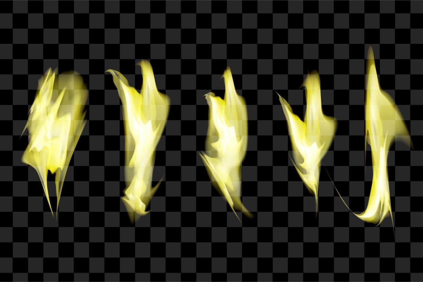 conjunto de ilustração vetorial isolado de fogo amarelo com efeito de queimadura vetor