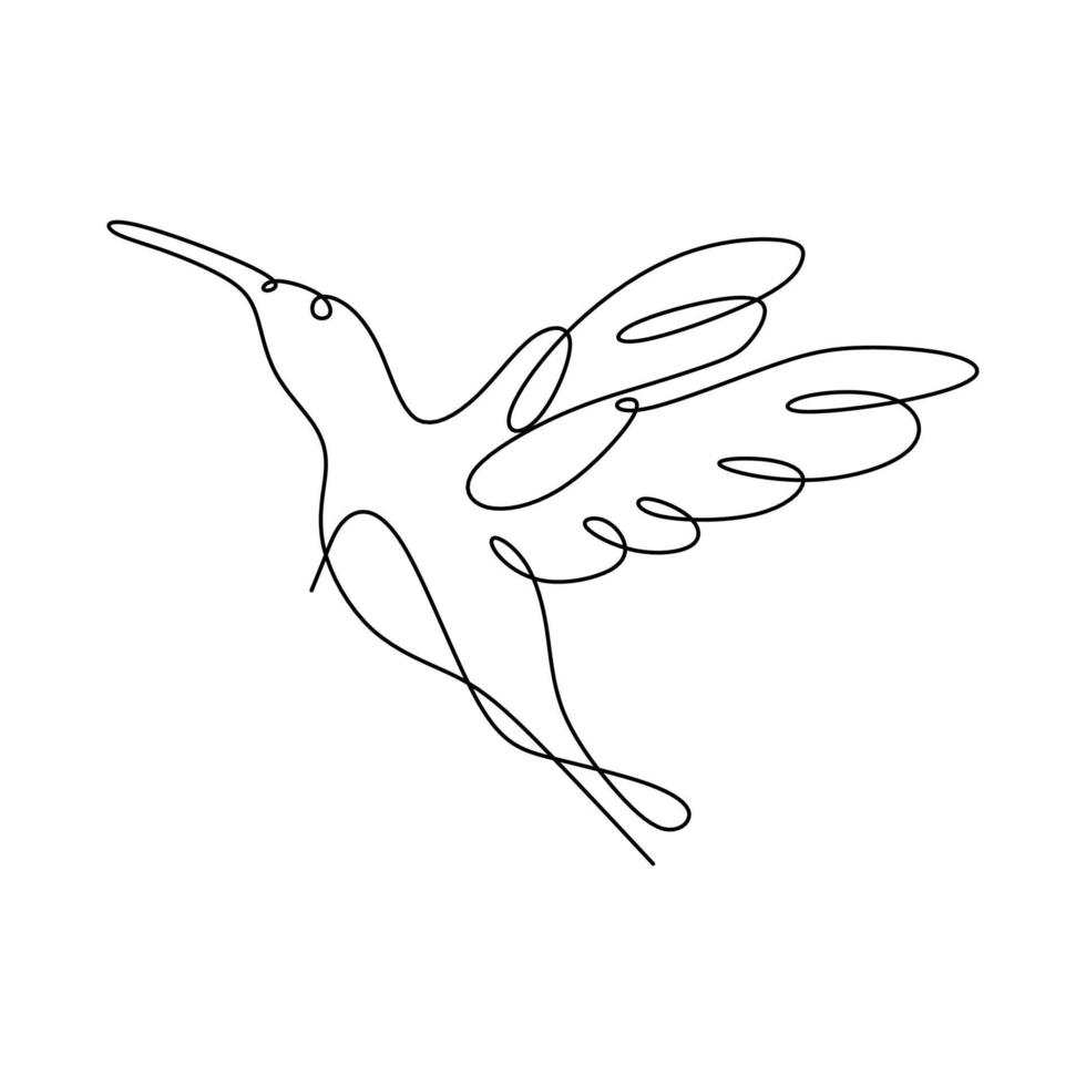 desenho de linha contínua de desenho minimalista de beija-flor vetor