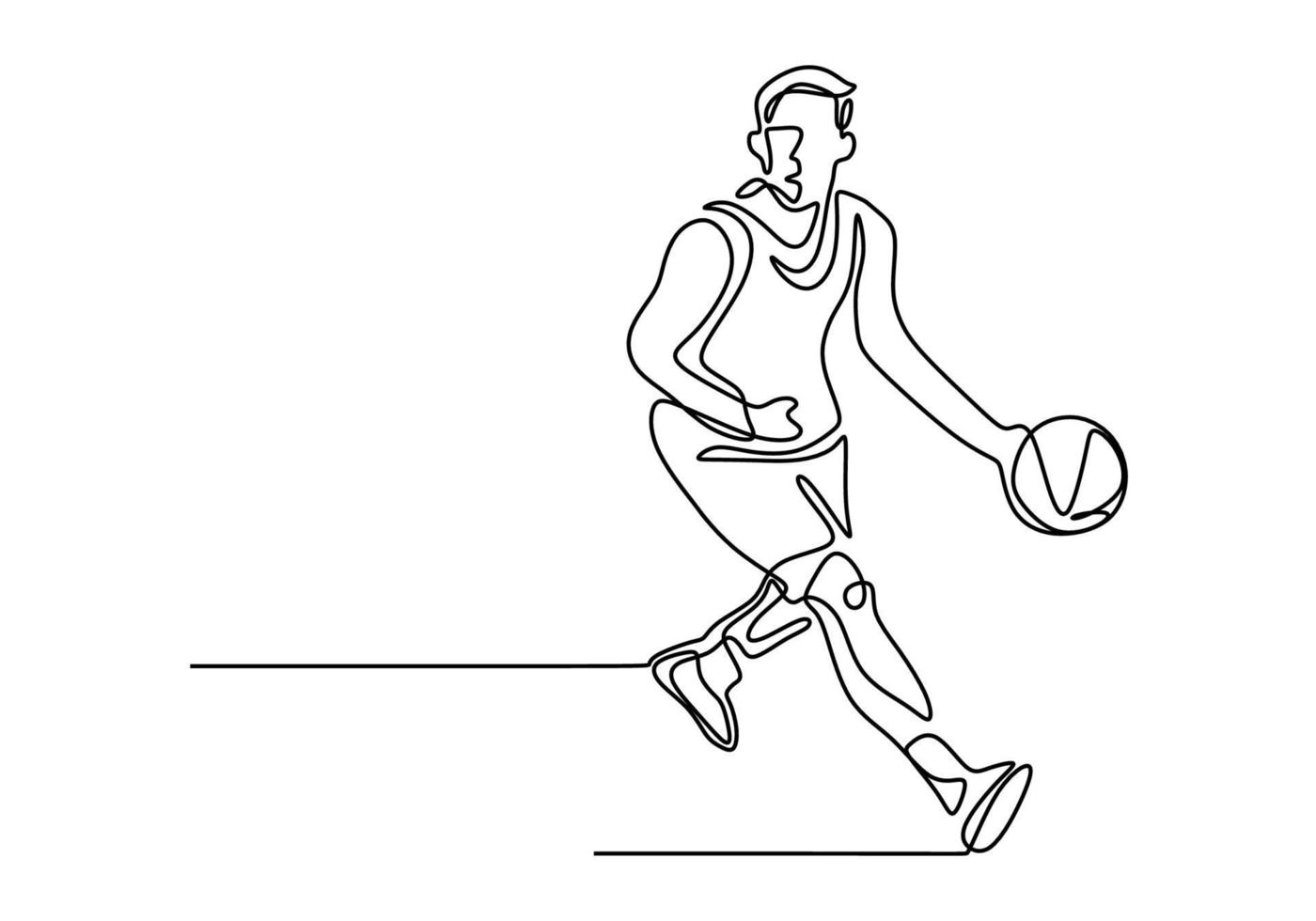 basquete contínuo uma ilustração vetorial de desenho de linha. vetor
