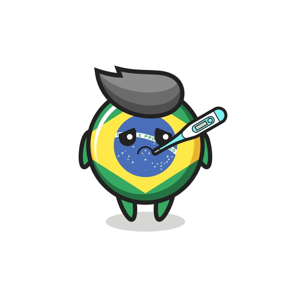 Personagem mascote do emblema da bandeira do brasil com quadro febril vetor