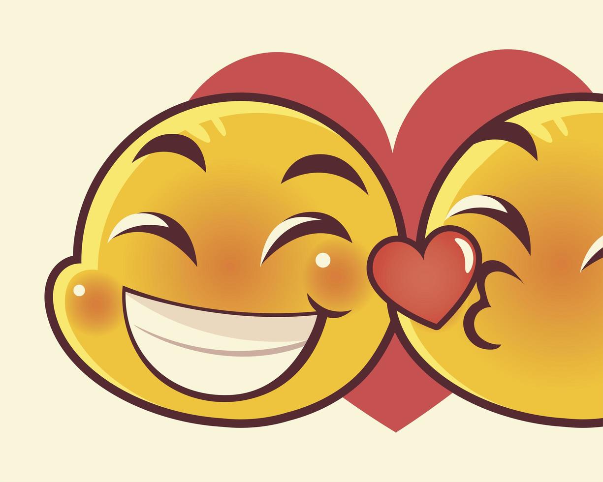 Emoji enfrenta uma expressão engraçada, beijo e reações de amor vetor