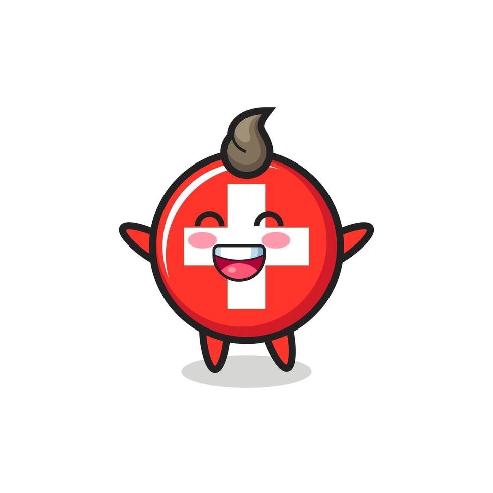 Personagem de desenho animado do emblema da bandeira da Suíça bebê feliz vetor