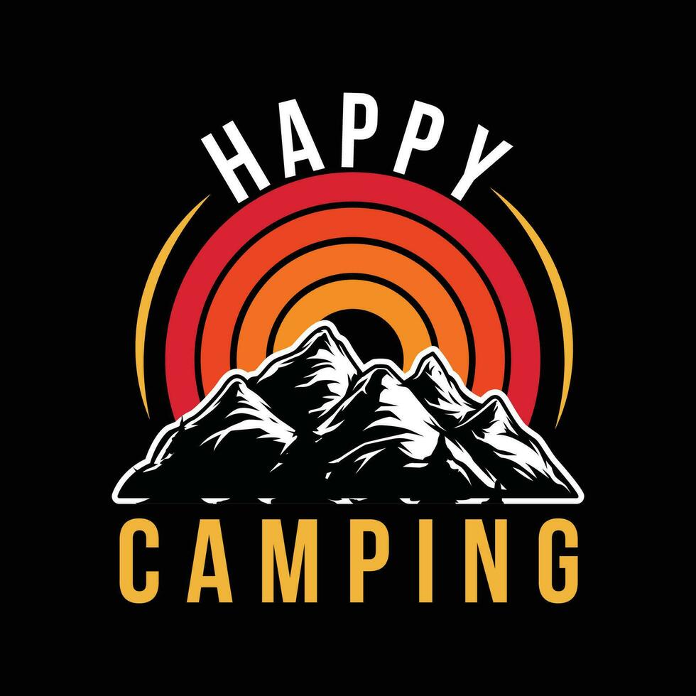 livre feliz acampamento t camisa Projeto vetor