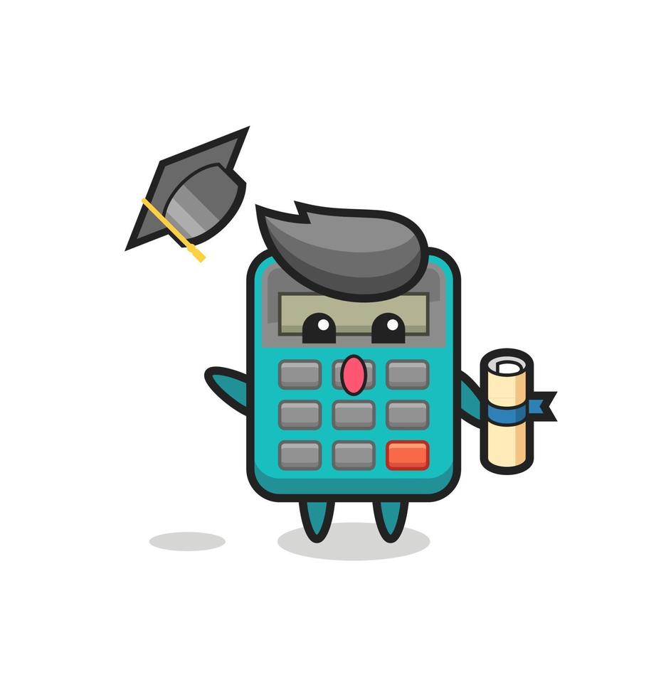 ilustração do desenho da calculadora jogando o chapéu na formatura vetor