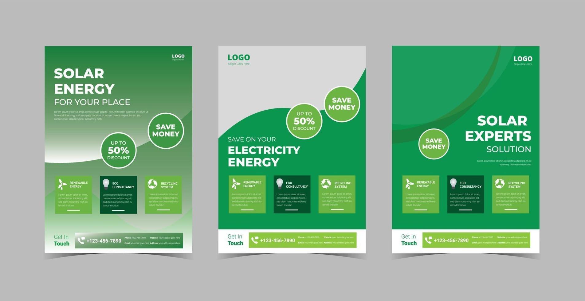 pacote de modelos de design de folheto de energia solar vetor