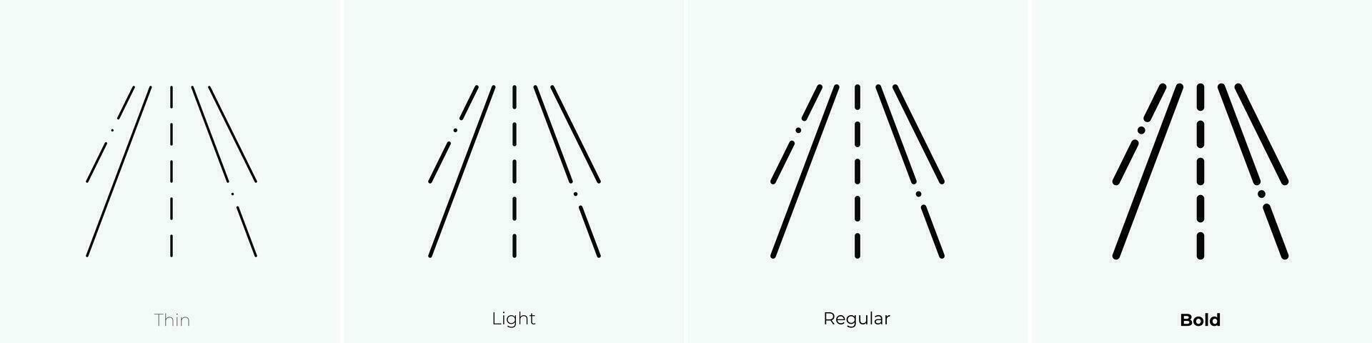 estrada ícone. afinar, luz, regular e negrito estilo Projeto isolado em branco fundo vetor