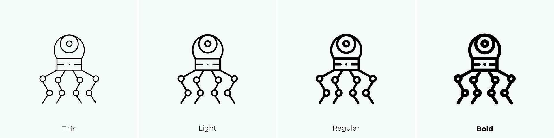 robô ícone. afinar, luz, regular e negrito estilo Projeto isolado em branco fundo vetor