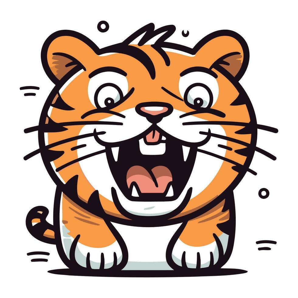vetor ilustração do desenho animado tigre. isolado em uma branco fundo.