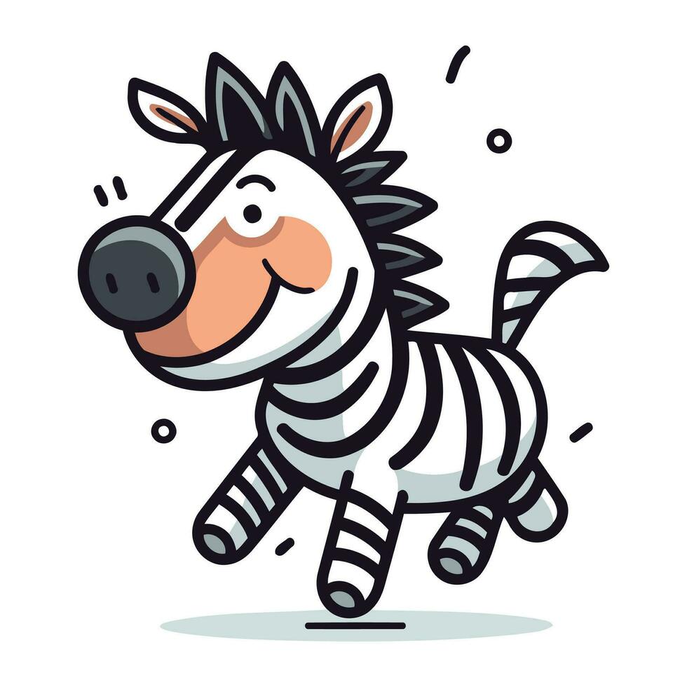 zebra corrida vetor ilustração. fofa desenho animado zebra personagem.