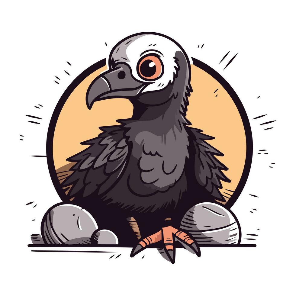 vetor ilustração do uma abutre sentado em uma pedra. desenho animado estilo.