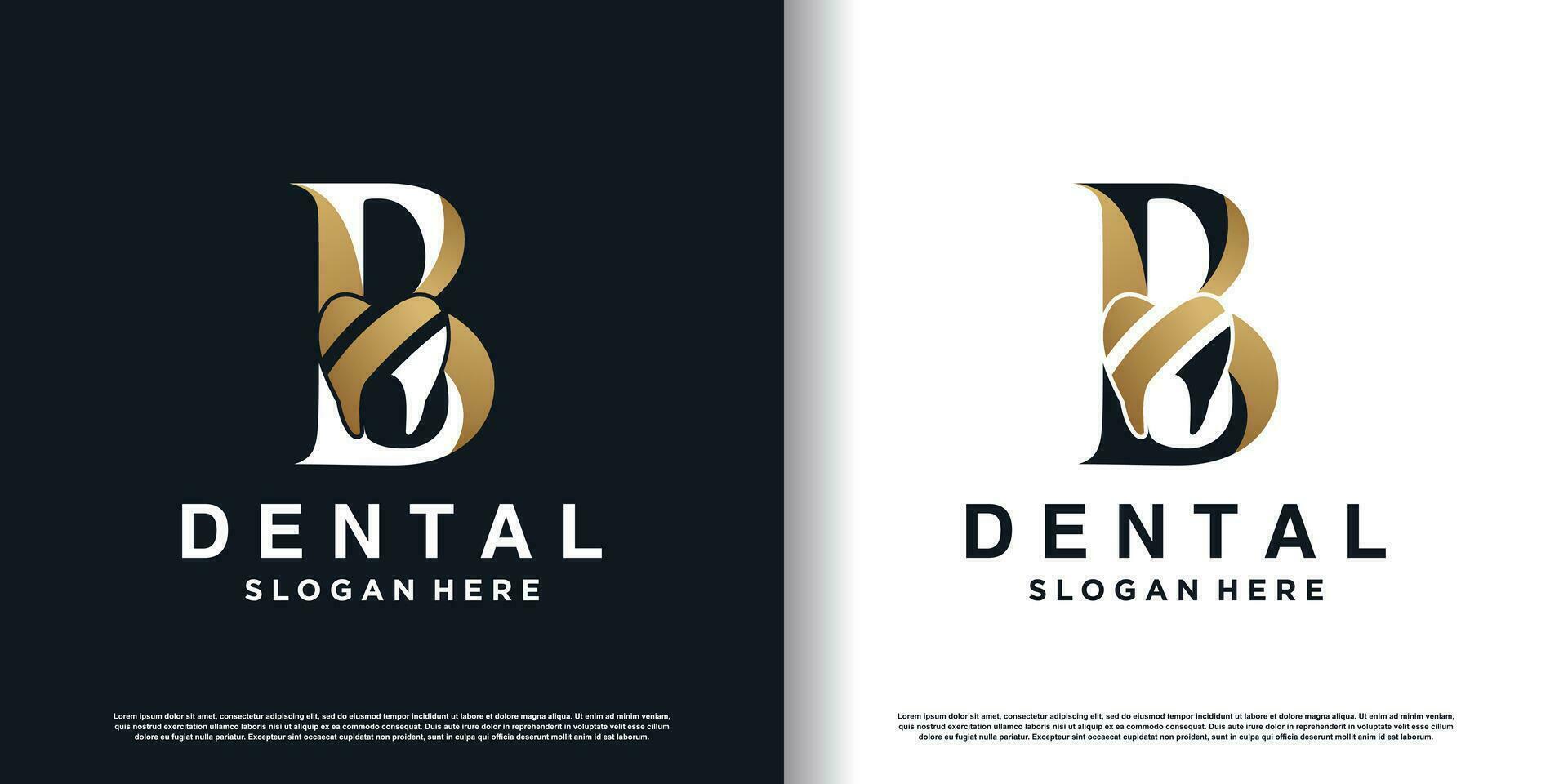 dental logotipo Projeto vetor com carta b conceito Prêmio vetor