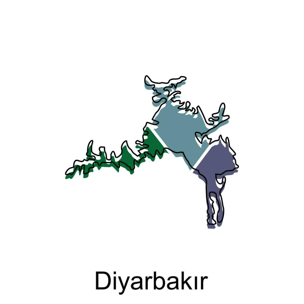 vetor mapa cidade do diyarbakir moderno contorno, Alto detalhado ilustração vetor Projeto modelo