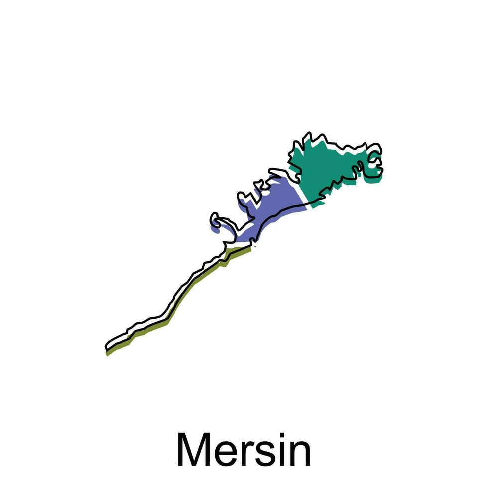 vetor mapa cidade do mersin moderno contorno, Alto detalhado ilustração vetor Projeto modelo