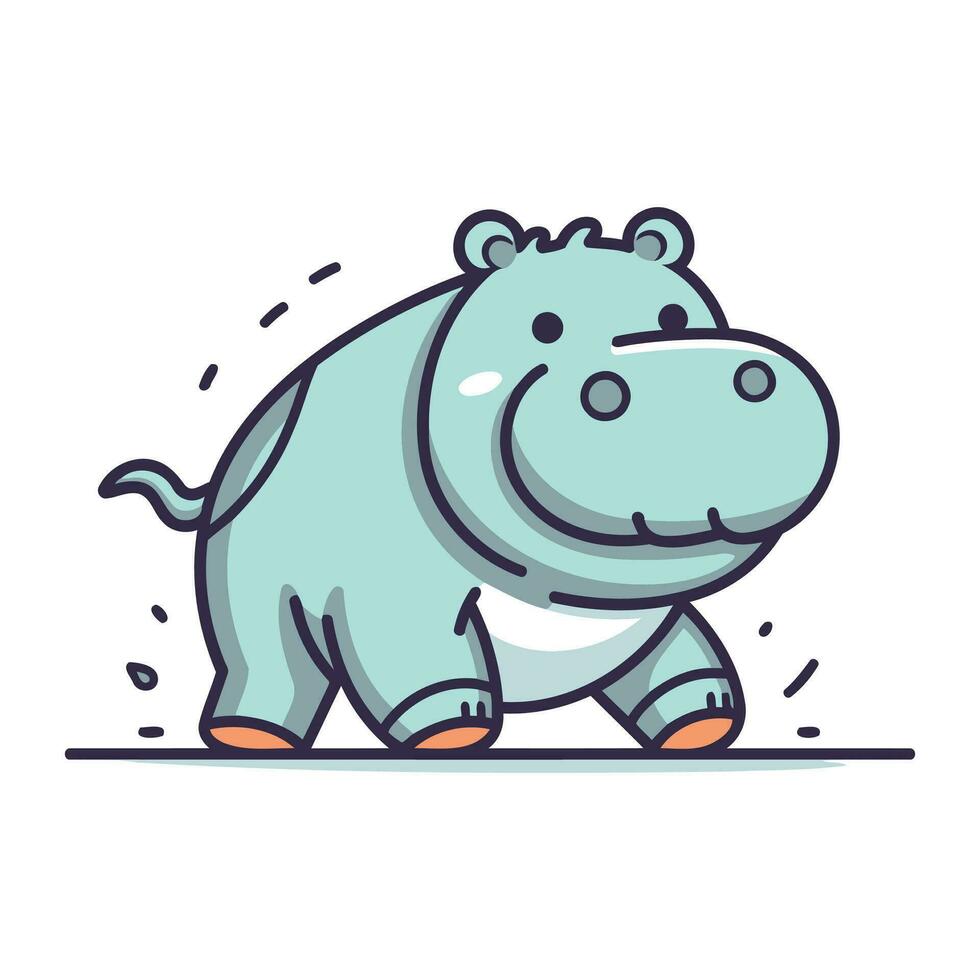 fofa desenho animado hipopótamo. vetor ilustração. plano Projeto.