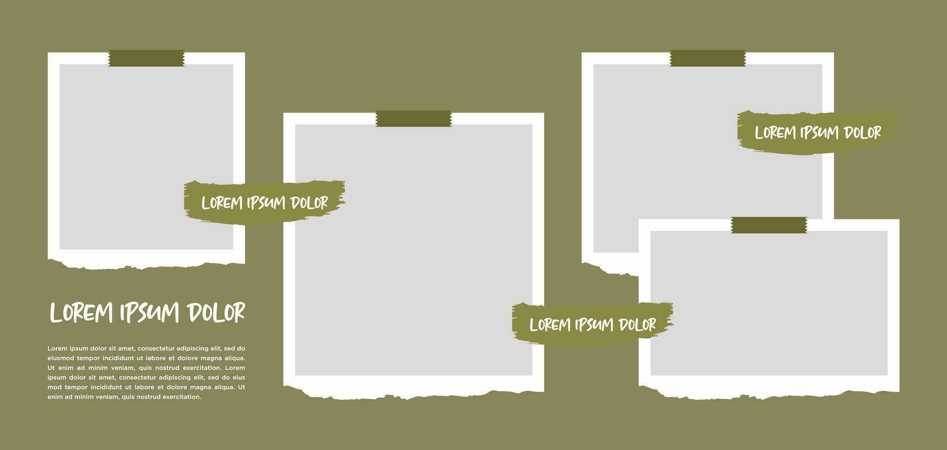 fotos ou colagem de molduras de fotos. layout de grade de página de quadrinhos molduras abstratas e modelo de parede de fotos digitais vetor