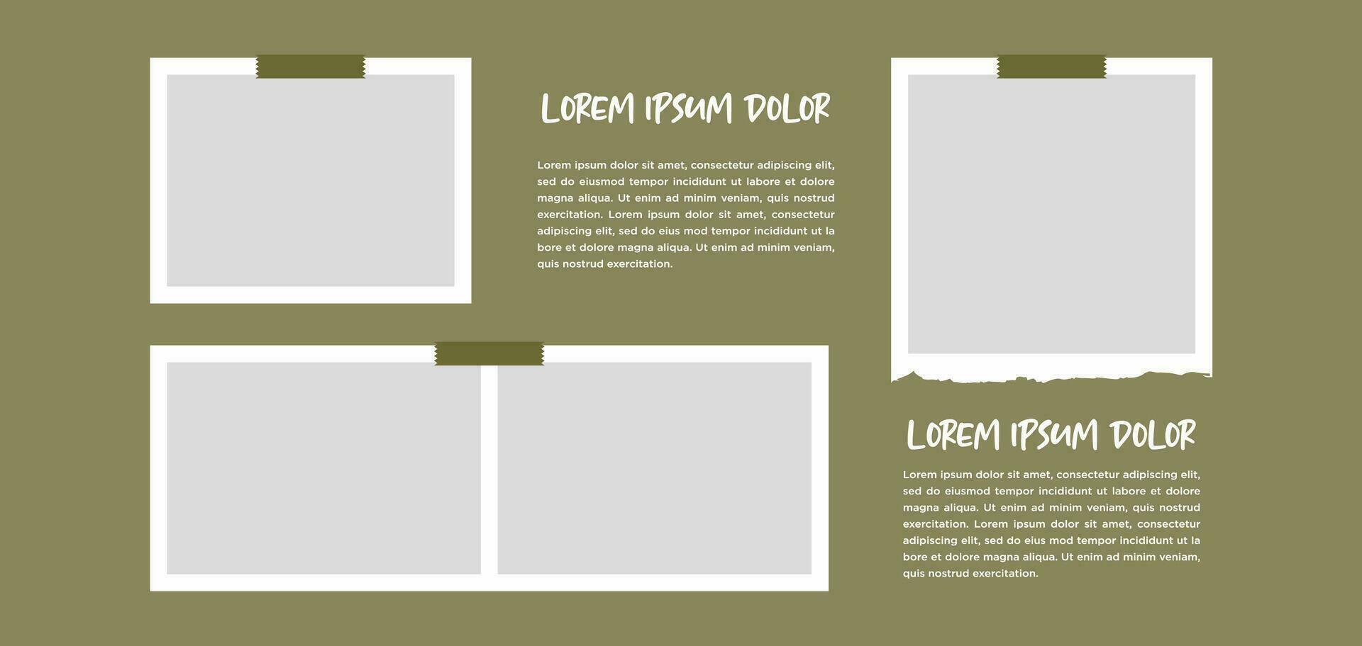 fotos ou colagem de molduras de fotos. layout de grade de página de quadrinhos molduras abstratas e modelo de parede de fotos digitais vetor