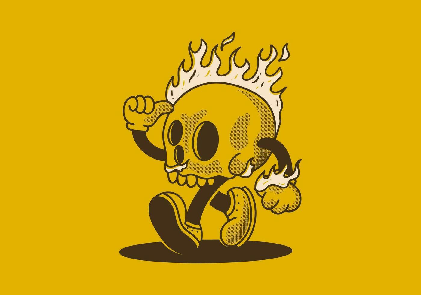 mascote personagem ilustração do queimando crânio vetor