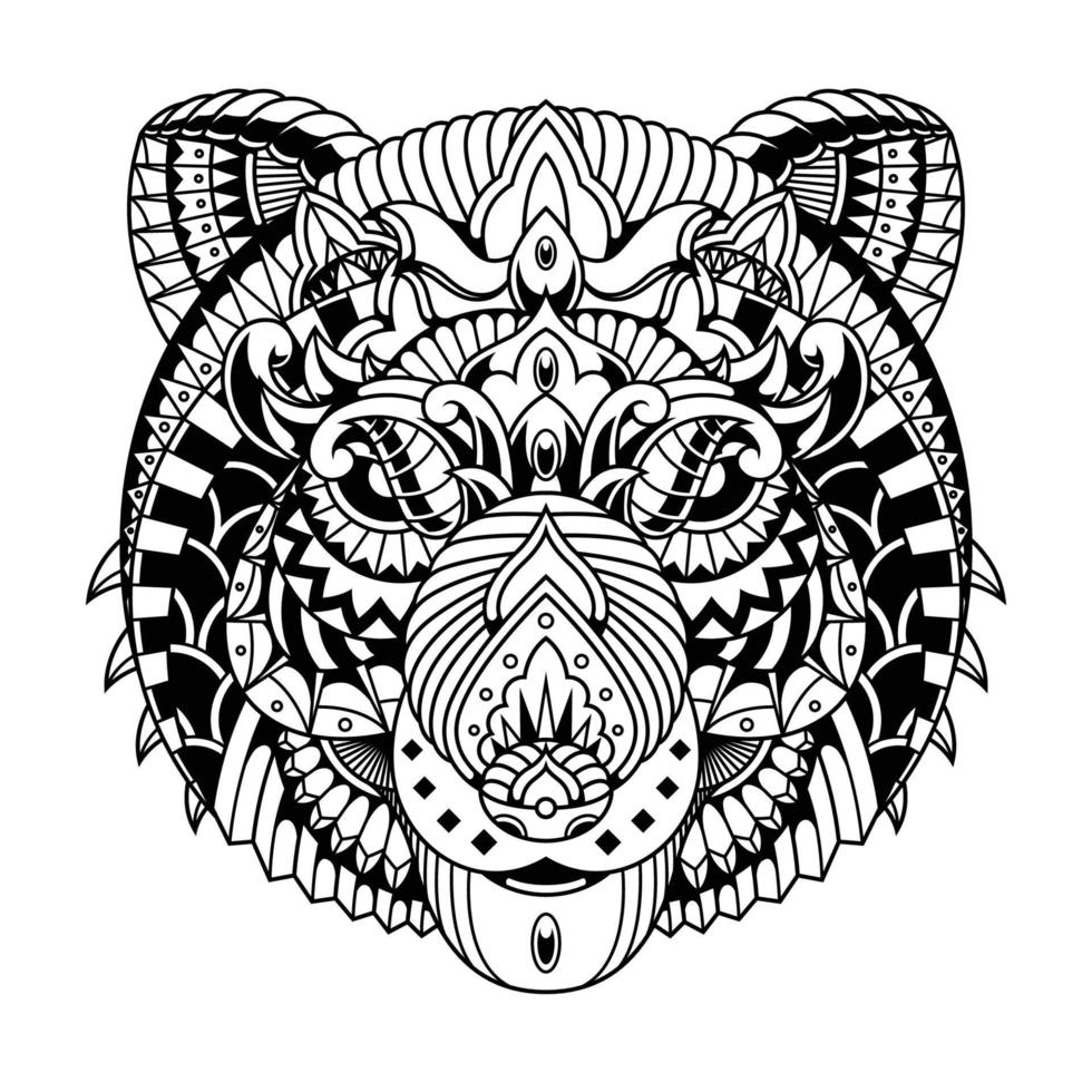 estilo linear de mandala panda vetor