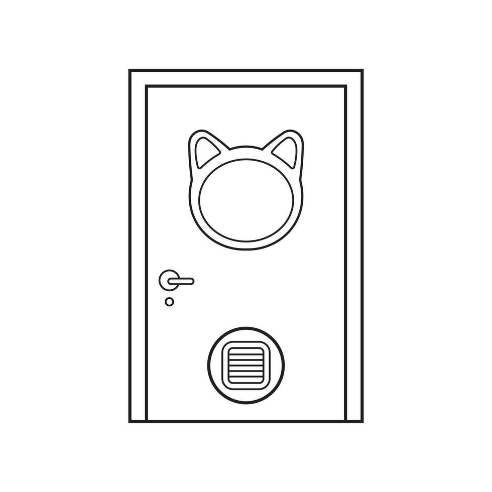 mão desenhado crianças desenhando vetor ilustração gato amante porta isolado em branco fundo