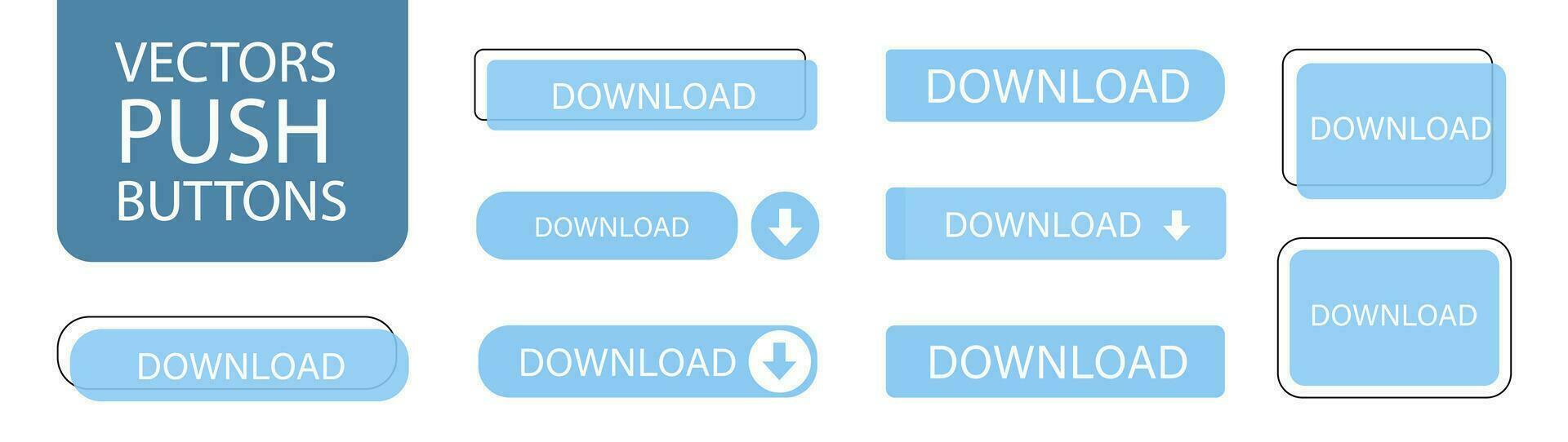 a clique aqui é uma conjunto do simples moderno botões. empurrar botão para a aplicativo, anúncio, loja ou local na rede Internet. vários ícones para seu produtos vetor