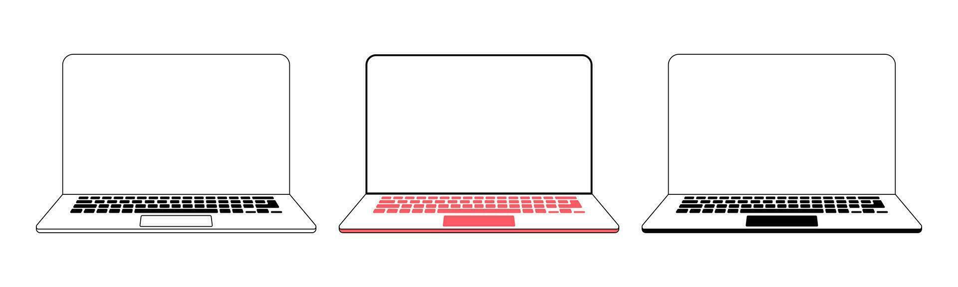 computador portátil plano vetor ilustração. computador computador portátil esboço com em branco tela