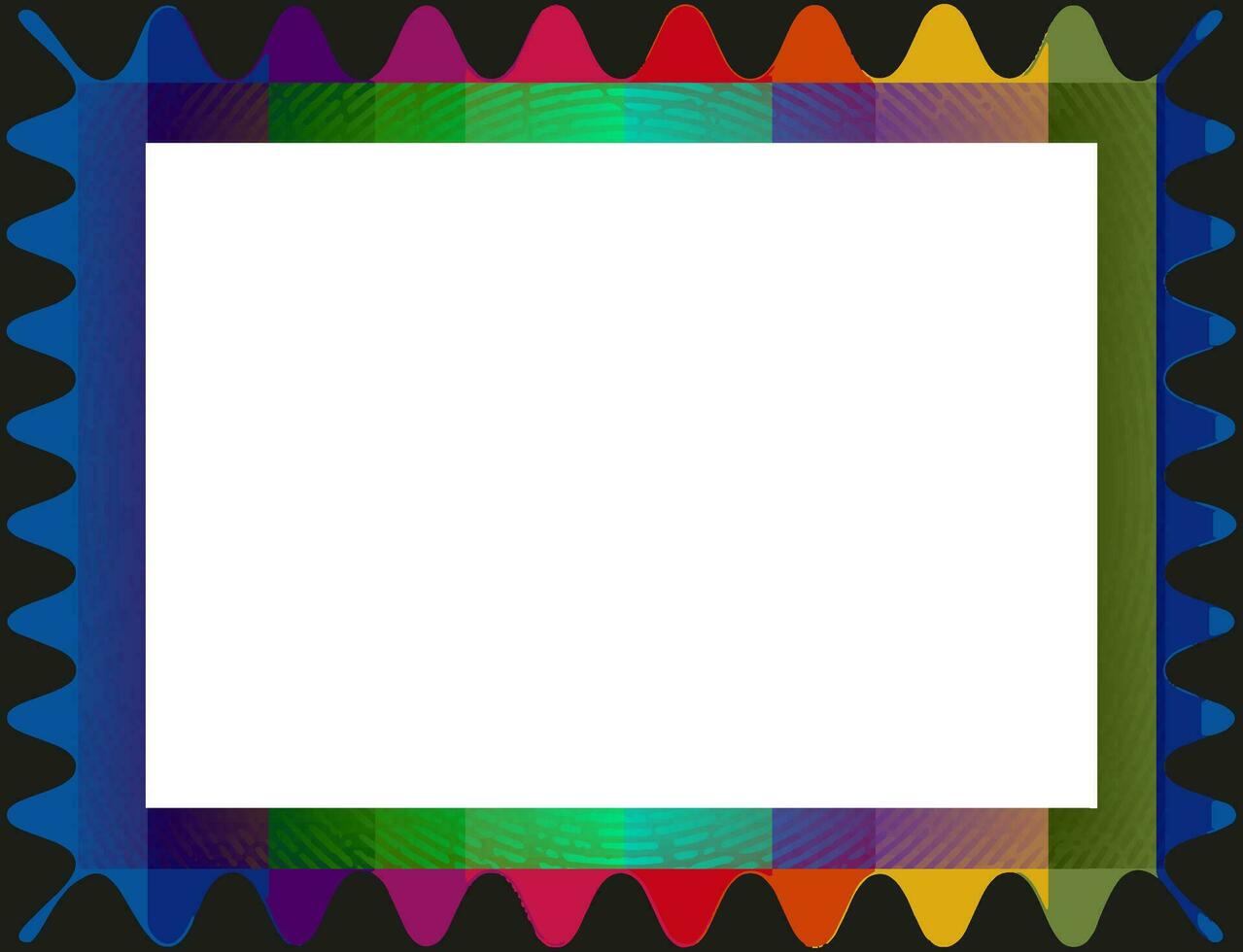 uma colorida quadro, Armação com uma branco fronteira, abstrato arco Iris quadro, Armação em uma Preto fundo com Lugar, colocar para seu texto e foto para extras efeito vetor