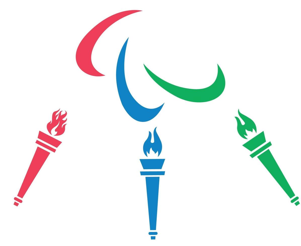 símbolo oficial dos jogos paralímpicos de Tóquio 2020 no Japão e fogo da tocha vetor