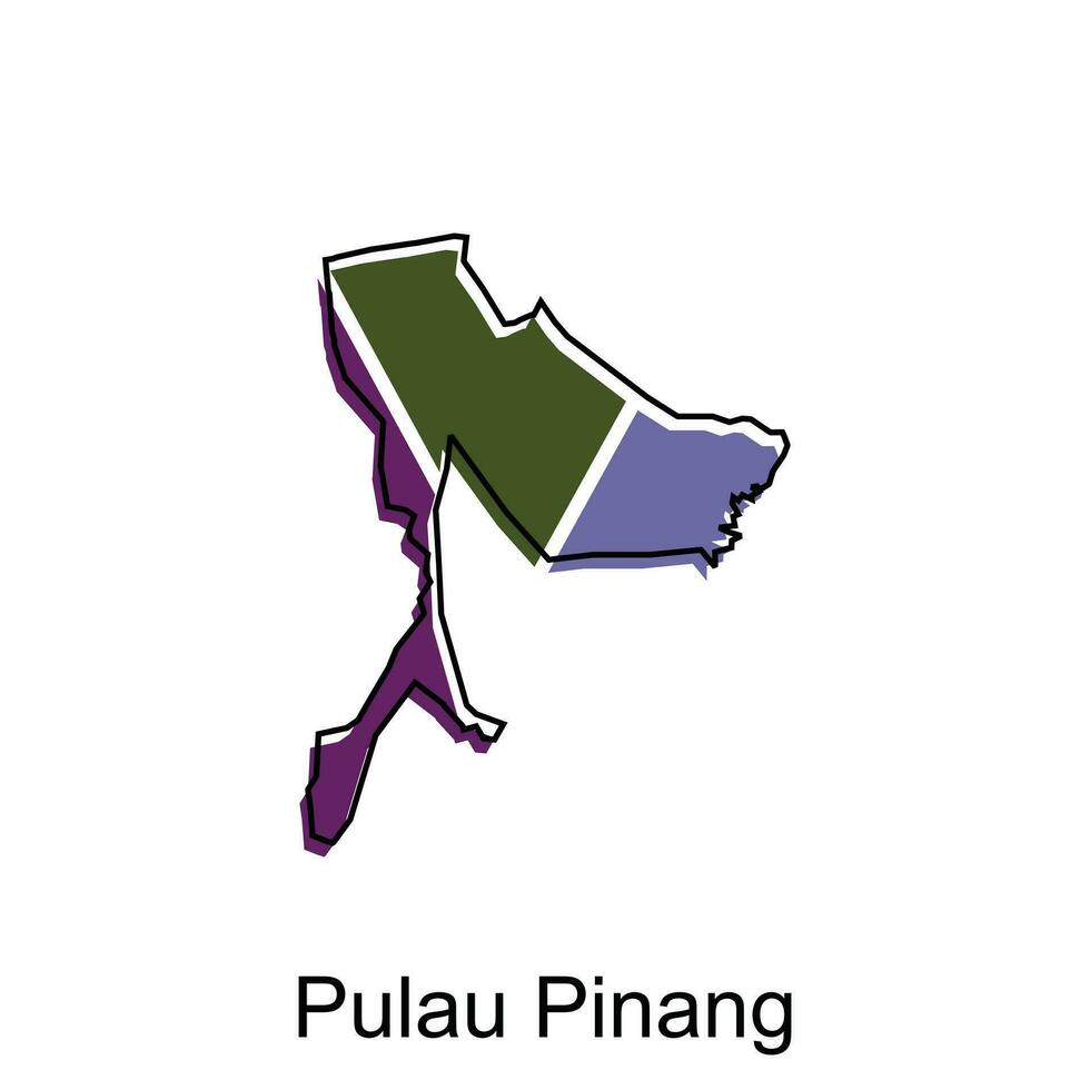 mapa cidade do Pulau pinang vetor projeto, Malásia mapa com fronteiras, cidades. logótipo elemento para modelo Projeto