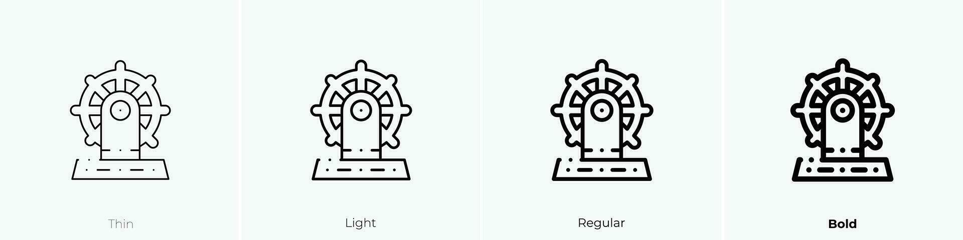 navio roda ícone. afinar, luz, regular e negrito estilo Projeto isolado em branco fundo vetor
