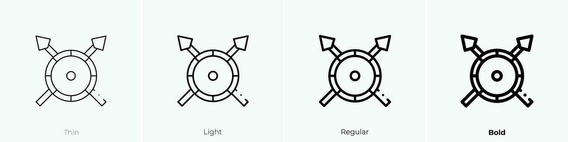 escudo ícone. afinar, luz, regular e negrito estilo Projeto isolado em branco fundo vetor