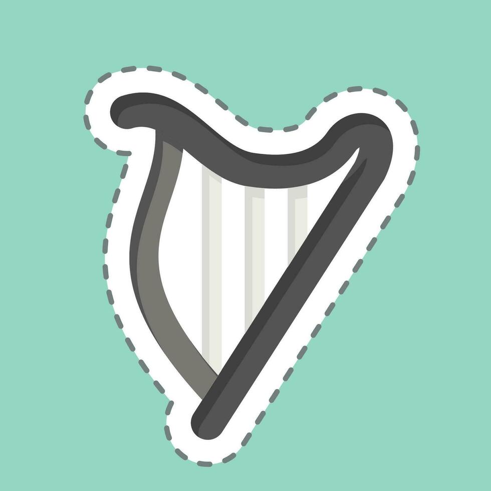 adesivo linha cortar harpa. relacionado para céltico símbolo. simples Projeto editável. simples ilustração vetor
