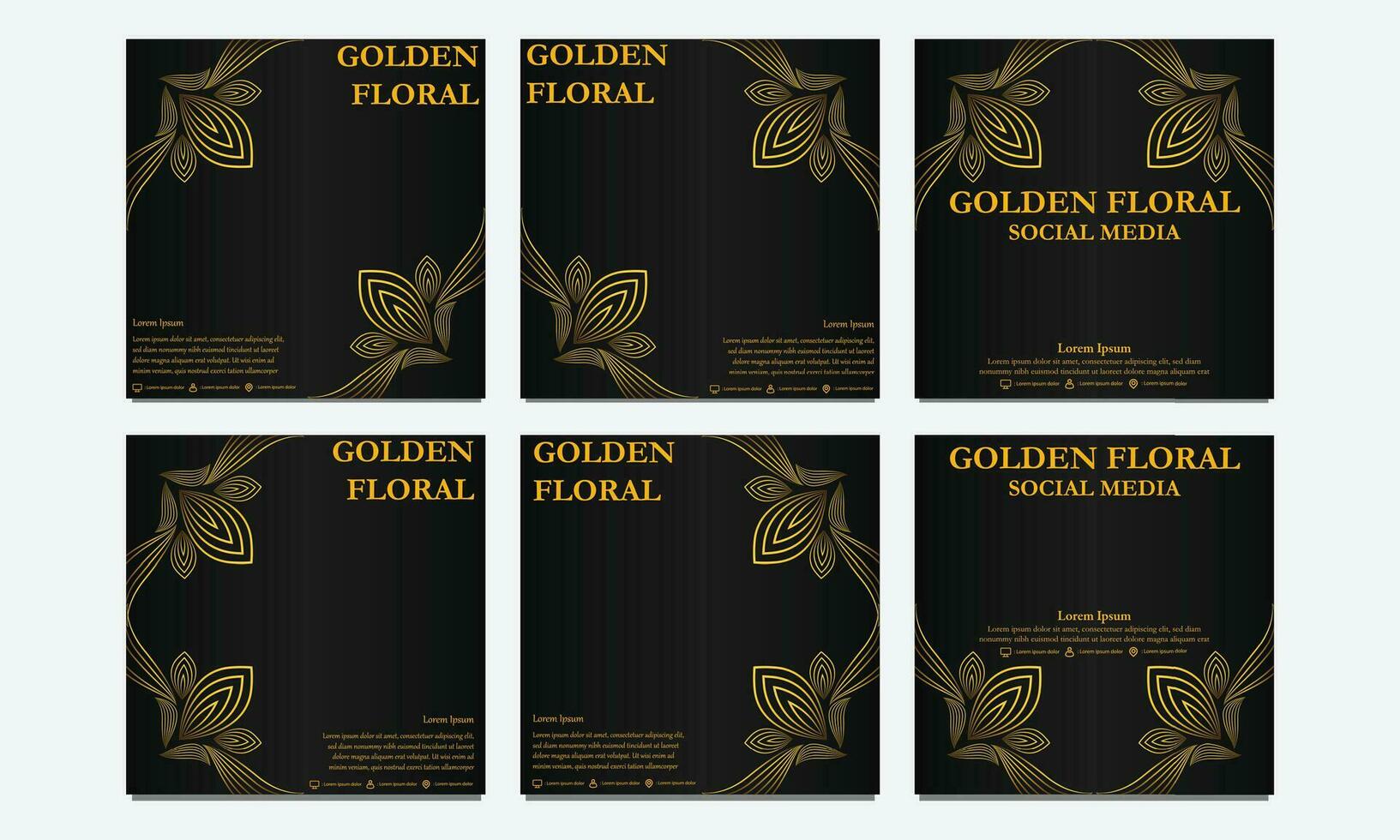 conjunto do luxo dourado floral social meios de comunicação modelo. adequado para social meios de comunicação publicar, rede bandeira, cobrir e cartão vetor