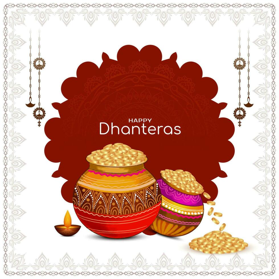 feliz dhanteras hindu cultural indiano festival fundo Projeto vetor