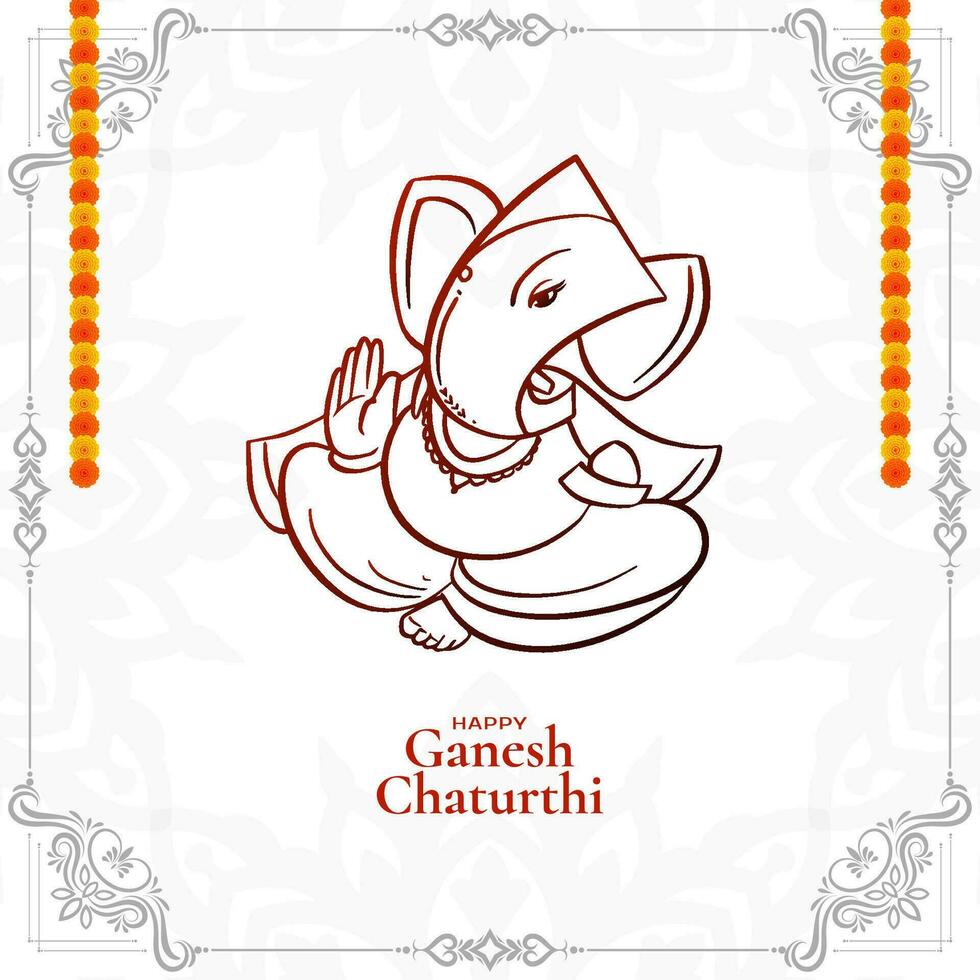 tradicional feliz ganesh chaturthi festival celebração cartão vetor