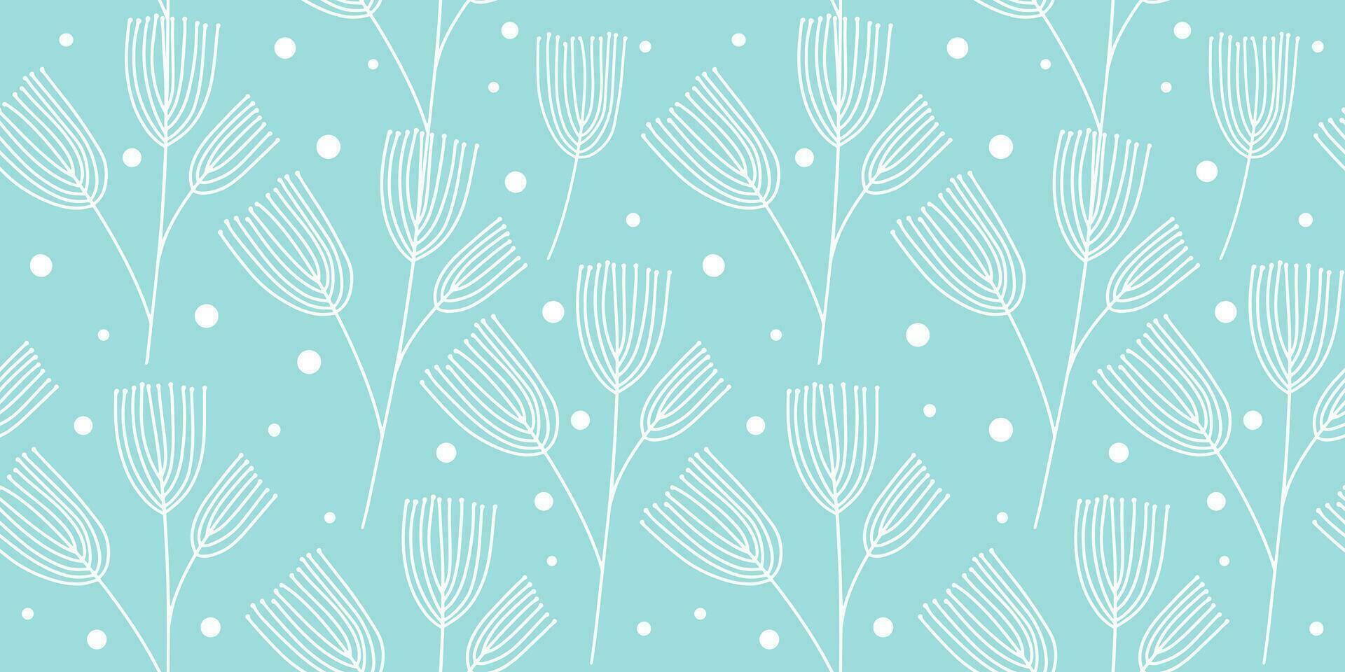 desatado inverno linear botânico padronizar. Natal esboço ilustração com folhas e neve em azul fundo. japonês estilo galhos com venoso folhas. vetor