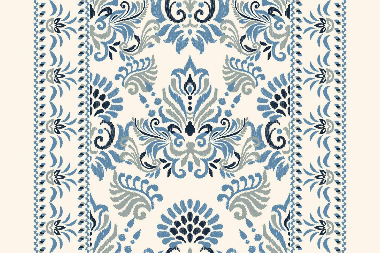 ikat floral paisley bordado em branco plano de fundo.ikat étnico oriental padronizar tradicional.asteca estilo abstrato vetor ilustração.design para textura,tecido,vestuário,embrulho,decoração,cachecol,tapete