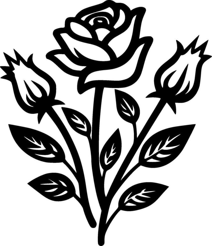 rosas - Preto e branco isolado ícone - vetor ilustração